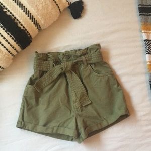 Army Green Paperbag Shorts